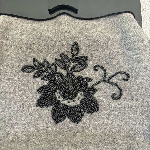 Timmy Woods Beverly Hills Art Deco Beaded Bag Floral Gray Flannel Cocktail Artsy - Picture 4 of 11